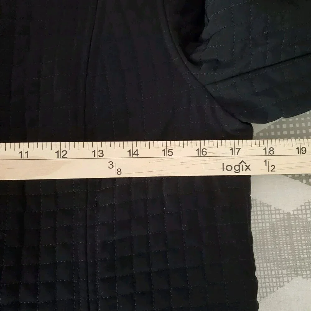 Esprit Quilted Jacket Womens‎ Small Black Mid Length Hooded Zippered Pocket